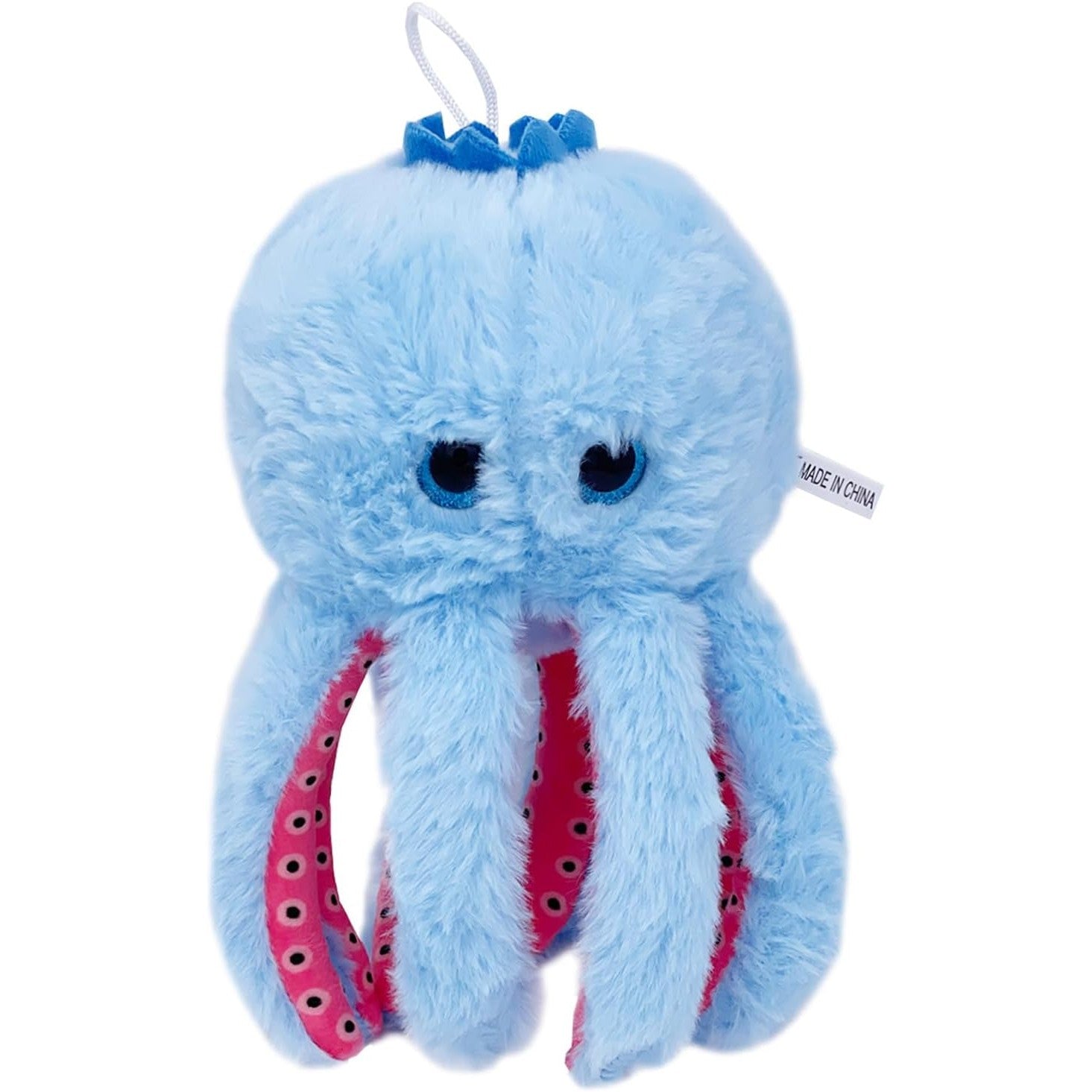 Jucarie Moale de Plus Italian Brainrot, Kaveny, cu Agatatoare, Model Blueberrini Octopussini, Jucarie Moale pentru Copii, 13 x 22 cm, Albastru/Roz