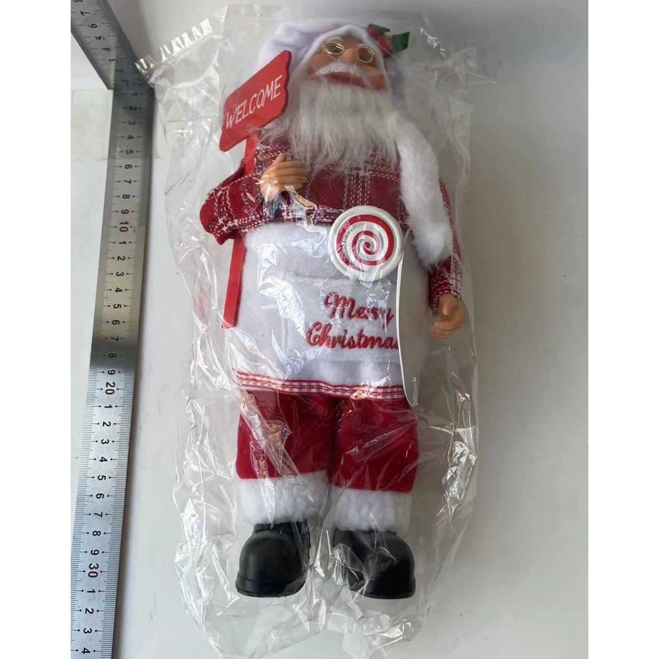 Figurina Decorativa Craciun, Kadeny, Mos Craciun Bucatar, 30 x 17 x 10 cm, Material Plastic+Textil, Interior/Exterior, Rosu/Alb