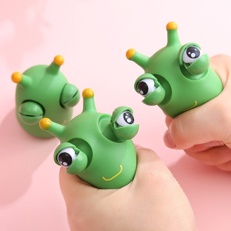 Jucarie interactiva antistres Kaveny, squeeze eye-popping worm, vierme senzorial, 7.5 x 4 cm, multicolor