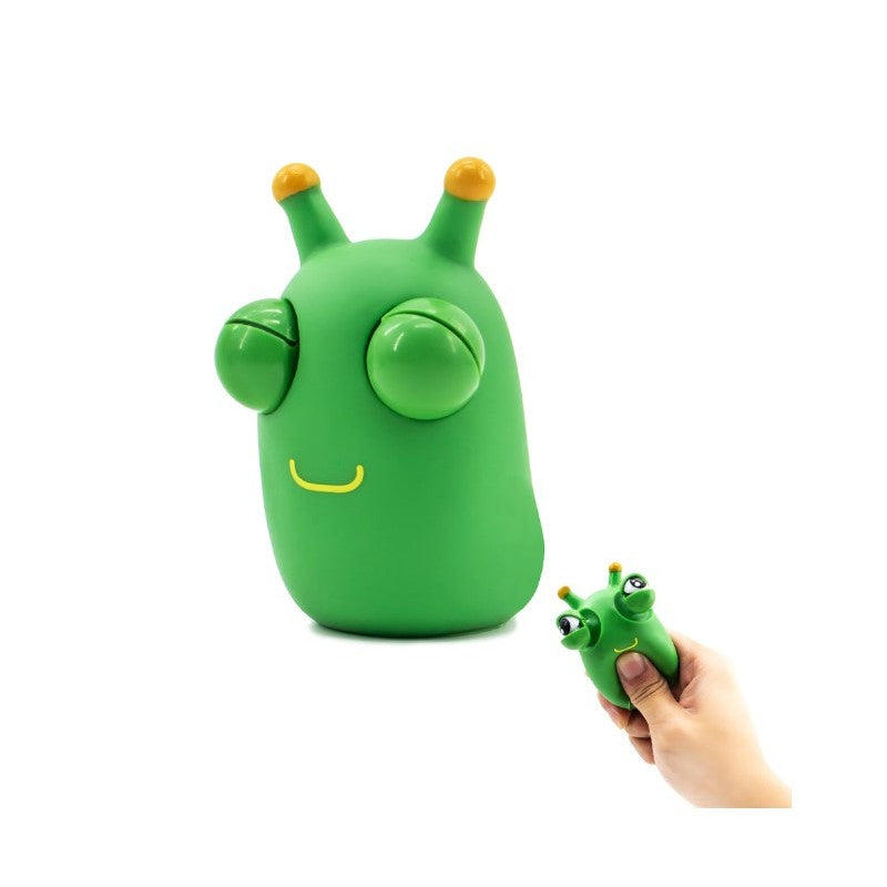 Jucarie interactiva antistres Kaveny, squeeze eye-popping worm, vierme senzorial, 7.5 x 4 cm, multicolor