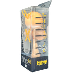 Kendama X Originala, Profesionala, Kaveny, din Lemn cu Bila cu Invelis din Cauciuc, 18 x 6 x 7 cm, Rubber Grip, Portocaliu/Alb