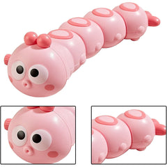 Jucarie mecanica pentru copii Kaveny, omida haioasa, material ABS, cu cheita, distractiva, se taraste, se misca, 15 x 4 cm, roz