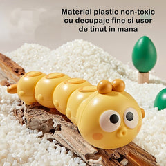 Jucarie mecanica pentru copii Kaveny, omida haioasa, material ABS, cu cheita, distractiva, se taraste, se misca, 15 x 4 cm, galben