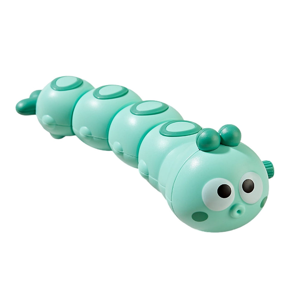 Jucarie mecanica pentru copii Kaveny, omida haioasa, cu cheita, distractiva, se taraste, se misca, 15 x 4 cm, verde