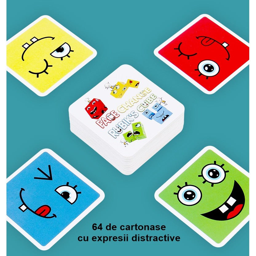 Jucarie pentru copii montessori Kaveny, cub din lemn, asamblare fete, 64 de carti distractive, pentru baieti si fete, varsta +3 ani, educativ, multicolor