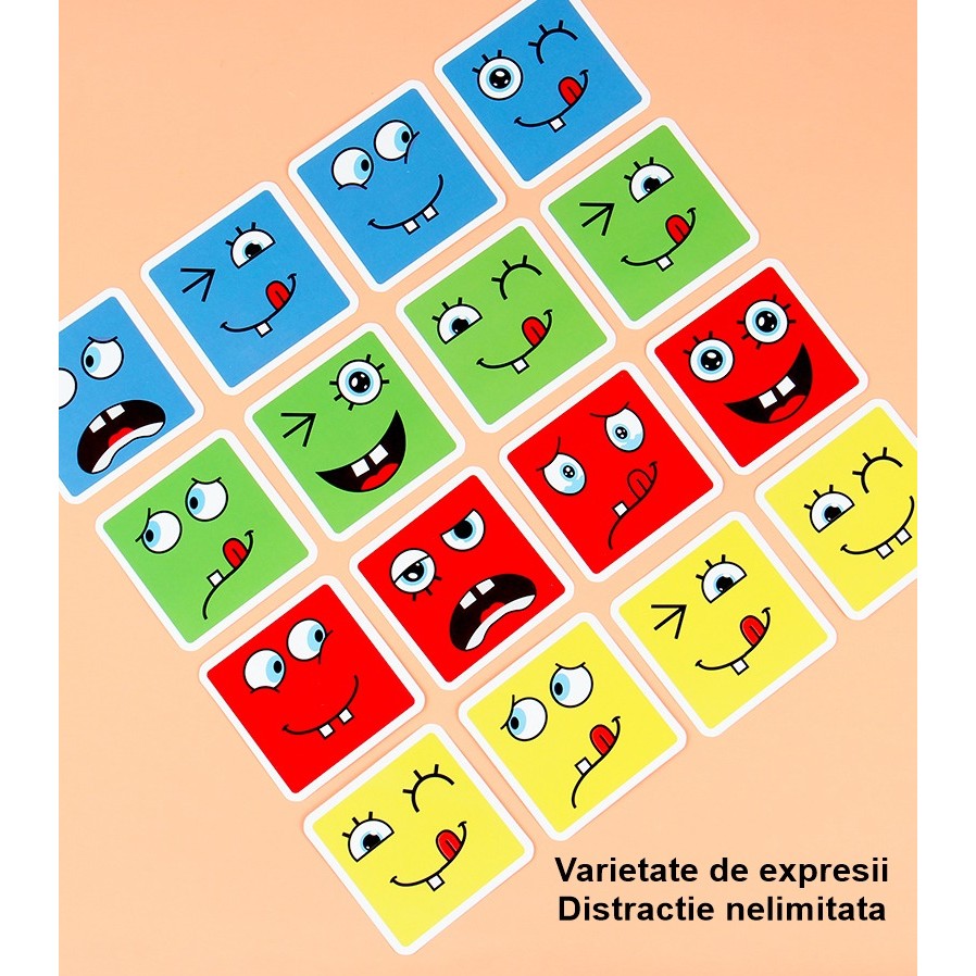 Jucarie pentru copii montessori Kaveny, cub din lemn, asamblare fete, 64 de carti distractive, pentru baieti si fete, varsta +3 ani, educativ, multicolor