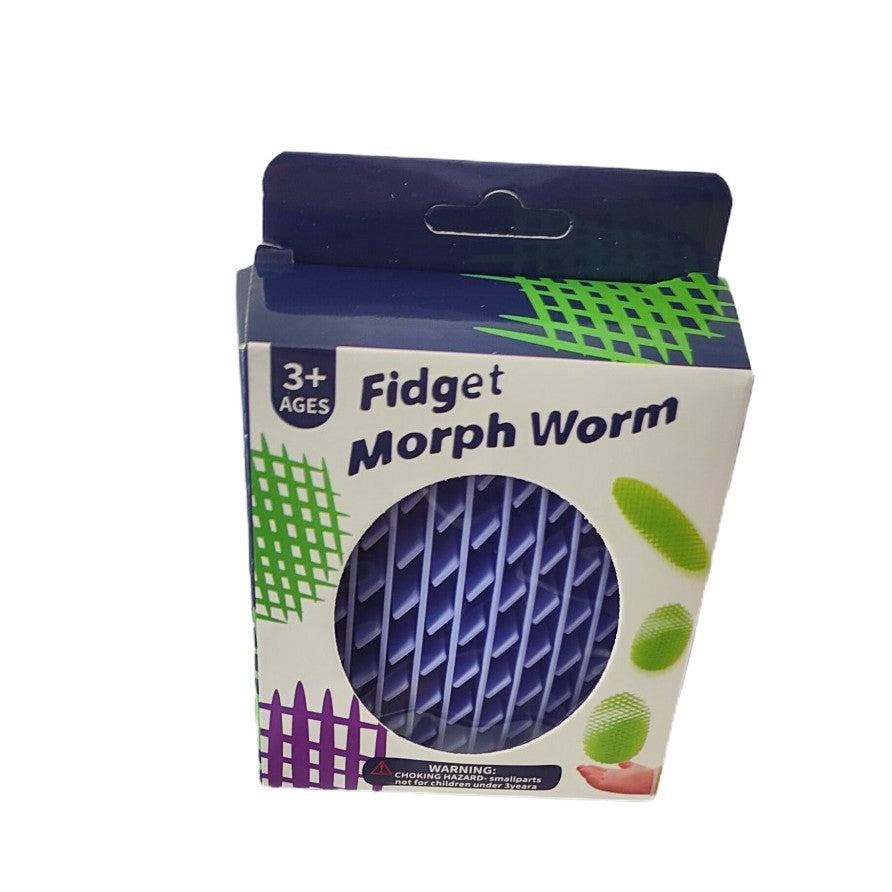 Jucarie Worm Fidget de Decompresie, Kaveny, Anti Stres, Dimensiune Compacta 10 cm, Dimensiune Extinsa 24.5 cm, Mov