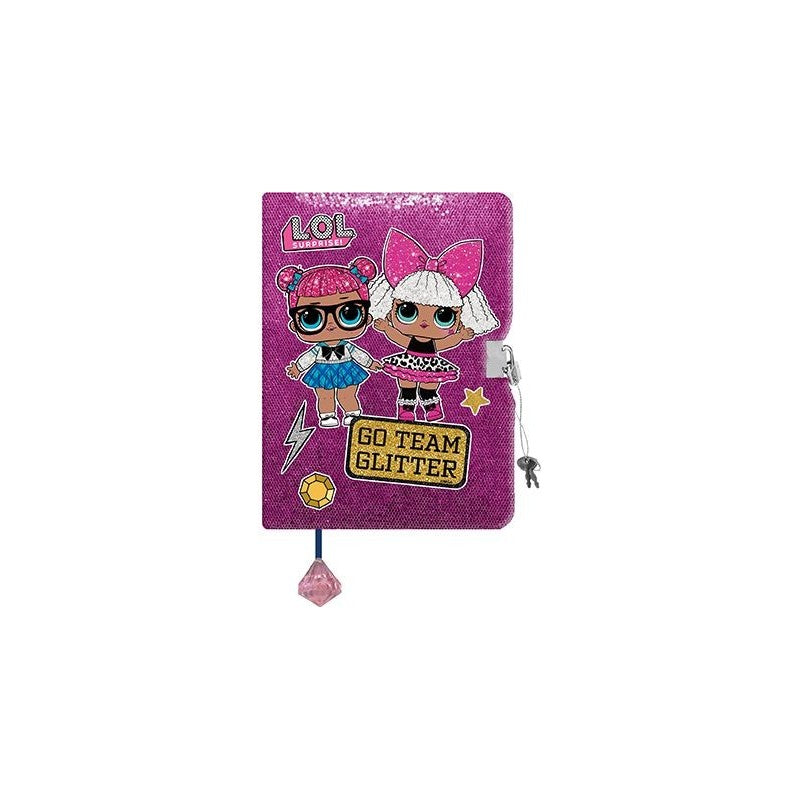 Jurnal A5 St.Majewski LOL 625008, 96 pagini, coperta buretata roz cu sclipici, cu cheie