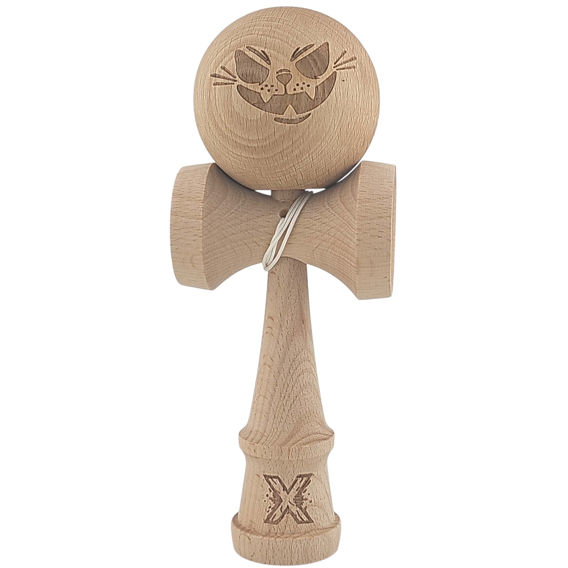 Kendama X Originala, Profesionala, Kaveny, din Lemn, 18 cm, Special, Crazy Cat, Lemn
