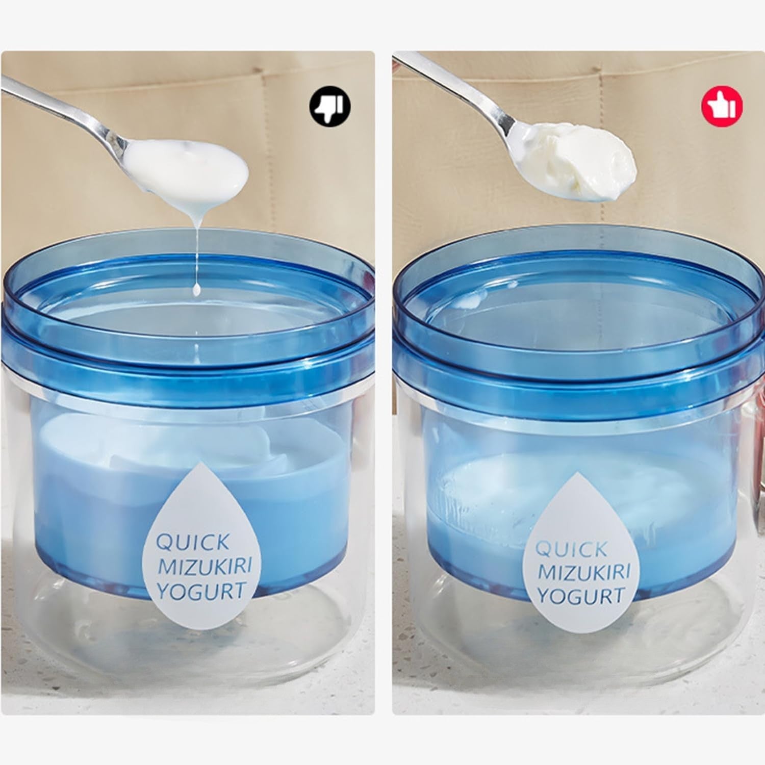 Kit Presa Pentru Branza, Kadeny, Filtru de Iaurt, Strecuratoare de Iaurt Grecesc, Filtru de Lapte, 15x14x15 cm, Albastru