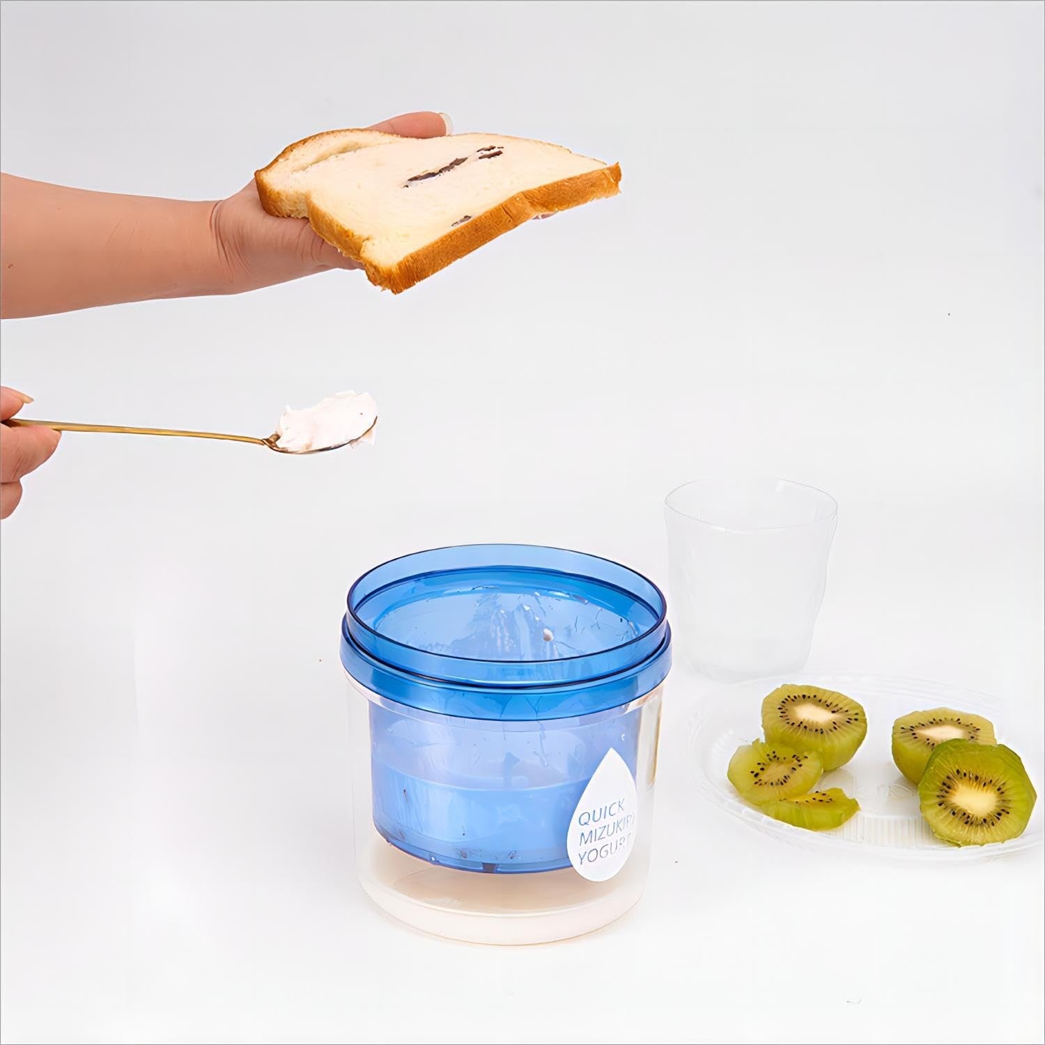 Kit Presa Pentru Branza, Kadeny, Filtru de Iaurt, Strecuratoare de Iaurt Grecesc, Filtru de Lapte, 15x14x15 cm, Albastru