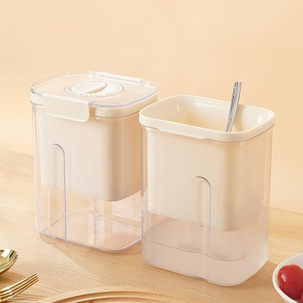 Kit Presa Pentru Branza, Kadeny, Filtru de Iaurt, Strecuratoare de Iaurt Grecesc, Filtru de lapte, 18x9.7x13 cm, Lingura Verde 20x1.6 cm, Alb