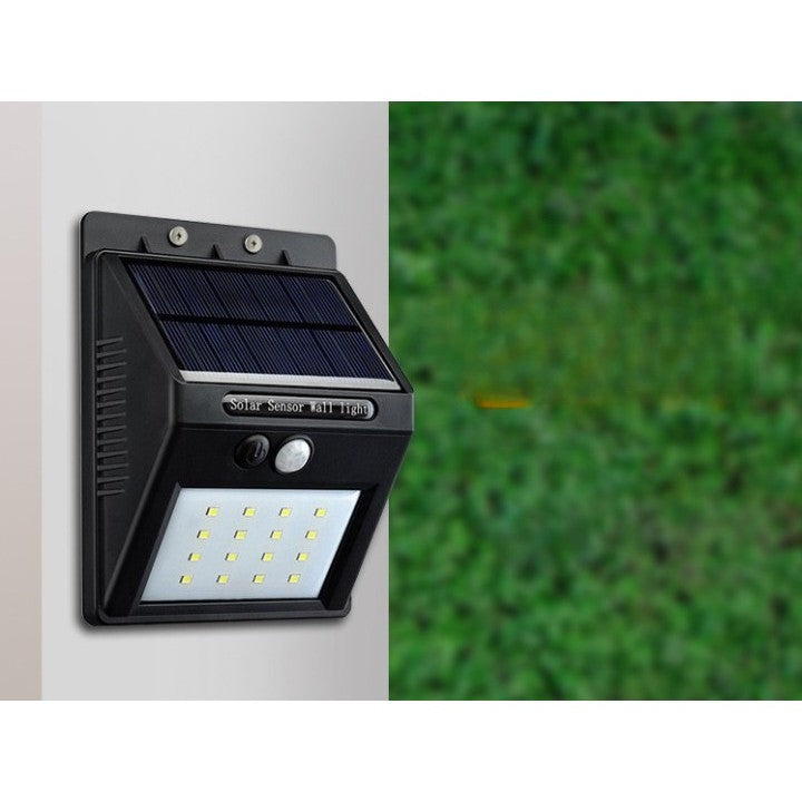 Lampa cu incarcare solara si senzor de miscare pentru exterior, 20 LED cu distanta de inductie, montaj pe perete, fara cabluri, Kaveny