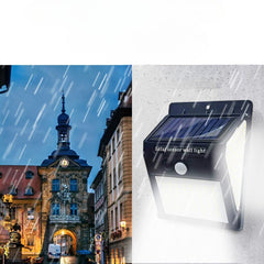 Lampa cu incarcare solara si senzor de miscare pentru exterior, 64 LED cu distanta de inductie, montaj pe perete, fara cabluri, Kaveny