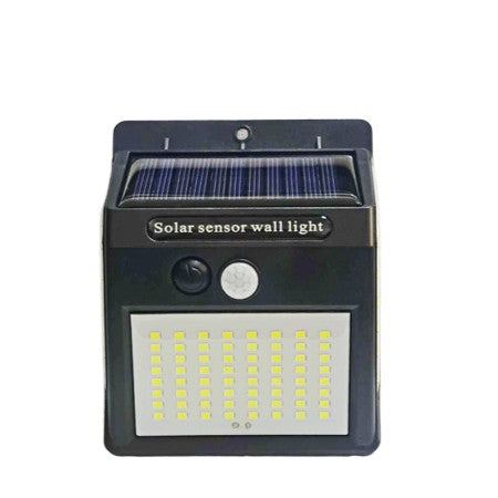 Lampa cu incarcare solara si senzor de miscare pentru exterior, 64 LED cu distanta de inductie, montaj pe perete, fara cabluri, Kaveny