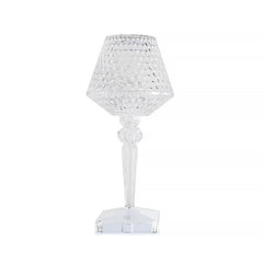Lampa de birou pe LED RGB 16, Kaveny, dimmer tactil, 3 nivele de intensitate, incarcare USB, 3W, Cristal Acrilic, cu telecomanda, forma pahar, transparent