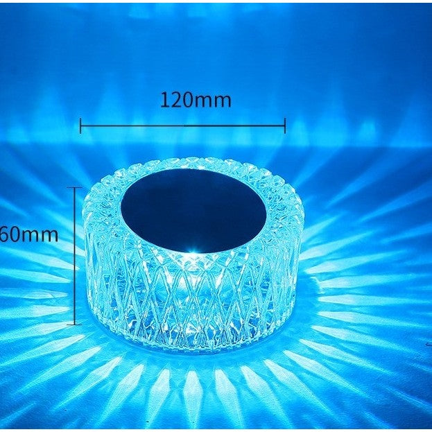 Lampa LED RGB 16, Kaveny, 3 Nivele de Intensitate, Incarcare USB, 3W, Cristal Acrilic, 6x12 cm, Telecomanda, Transparent