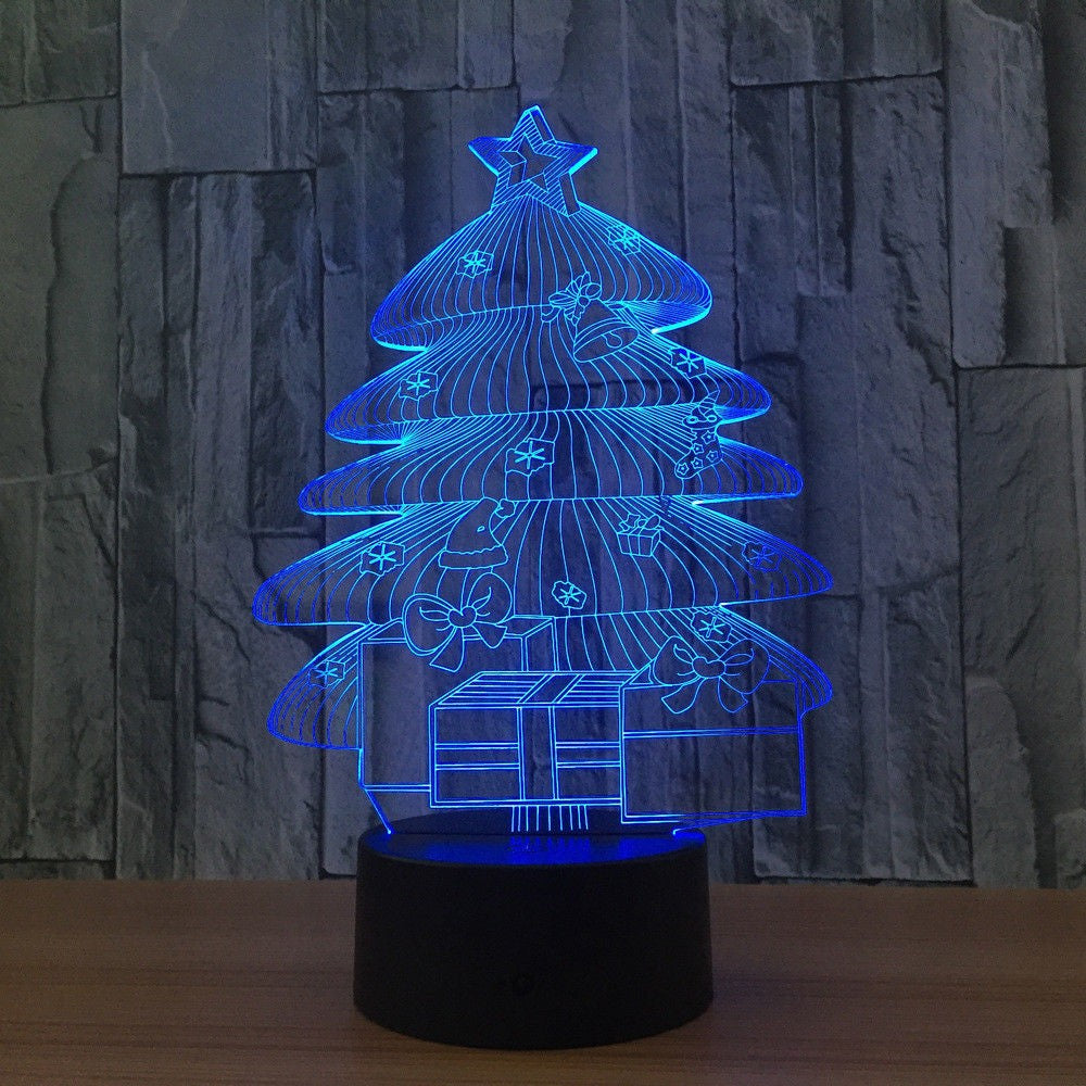 Lampa de Craciun 3D Model cu Baterii/USB Bradut Multicolor