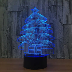 Lampa de Craciun 3D Model cu Baterii/USB Bradut Multicolor