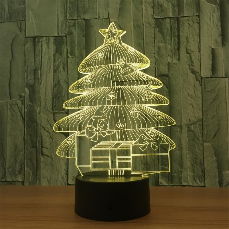 Lampa de Craciun 3D Model cu Baterii/USB Bradut Multicolor