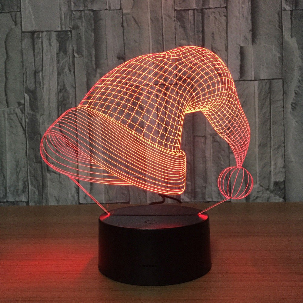 Lampa de Craciun cu Telecomanda si Baterii/USB 3D Model Caciula Mosului Multicolor