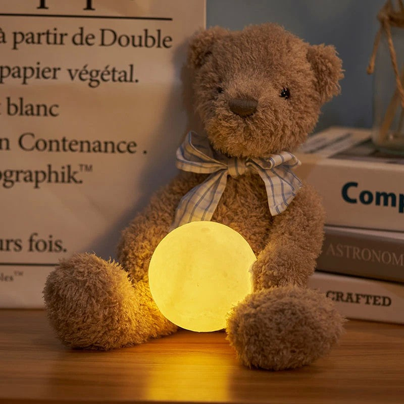 Lampa de veghe in forma de luna cu stele 3D Moon Light, Acumulator integrat, alimentare USB, stand din plastic inclus, 13 cm, 16 culori, Multicolor, Telecomanda inclusa, Kaveny