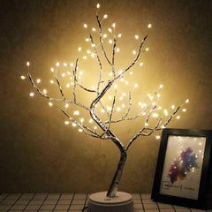 Lampa de veghe LED cu baterii si USB, Kaveny, Model Copac din cupru, Alb cald