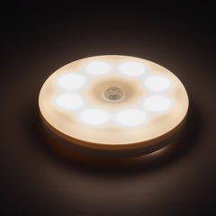 Lampa de Veghe LED, Kadeny, cu Senzor de Miscare, Lumina Alba Calda si Rece, Incarcare USB, 0.6W, 300mAh, Design Rotund, Alb, 8.5x2.3 cm