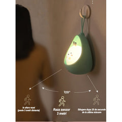 Lampa de veghe portabila cu 2 moduri de functionare Kaveny, silicon non-toxic, reincarcabila USB, senzor miscare, albastru, pisicuta