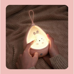 Lampa de veghe portabila cu 2 moduri de functionare Kaveny, silicon non-toxic, reincarcabila USB, senzor miscare, roz, pisicuta