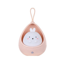 Lampa de veghe portabila cu 2 moduri de functionare Kaveny, silicon non-toxic, reincarcabila USB, senzor miscare, roz, iepuras