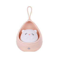 Lampa de veghe portabila cu 2 moduri de functionare Kaveny, silicon non-toxic, reincarcabila USB, senzor miscare, roz, pisicuta