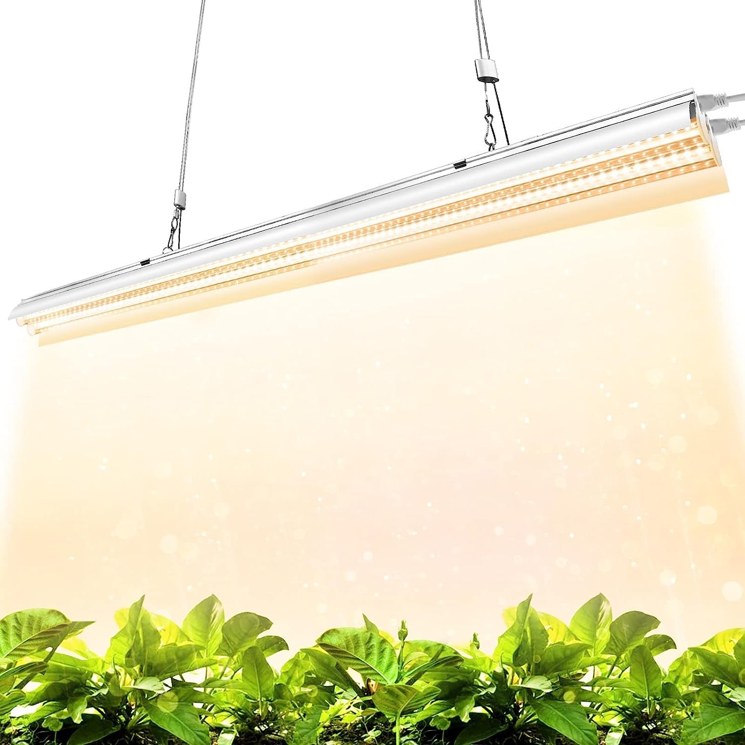 Lampa dubla pentru cresterea plantelor Kaveny, 50 cm, T5, tehnologie LED, nu afecteaza plantele, potrivit pentru intregul ciclu de crestere, lumina alb calda