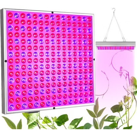 Lampa LED 45W Kaveny, pentru cresterea plantelor in interior, 225 de leduri, 165 leduri rosii, 60 albastre, 30 x 30 cm, multicolor