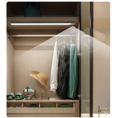 Lampa LED cu Senzor de Lumina si Miscare 30 cm, Kadeny, Intensitate Reglabila, Suport Magnetic, 79 LED-uri, 114.59lm , Acumulator 600mAh cu Reincarcare prin USB-C, pentru Bucatarie, Hol, Dressing, Garaj