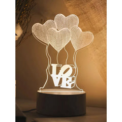 Lampa LED decorativa, Kaveny, 3D, Baloane Love, din material acril si lumina multicolora, alb