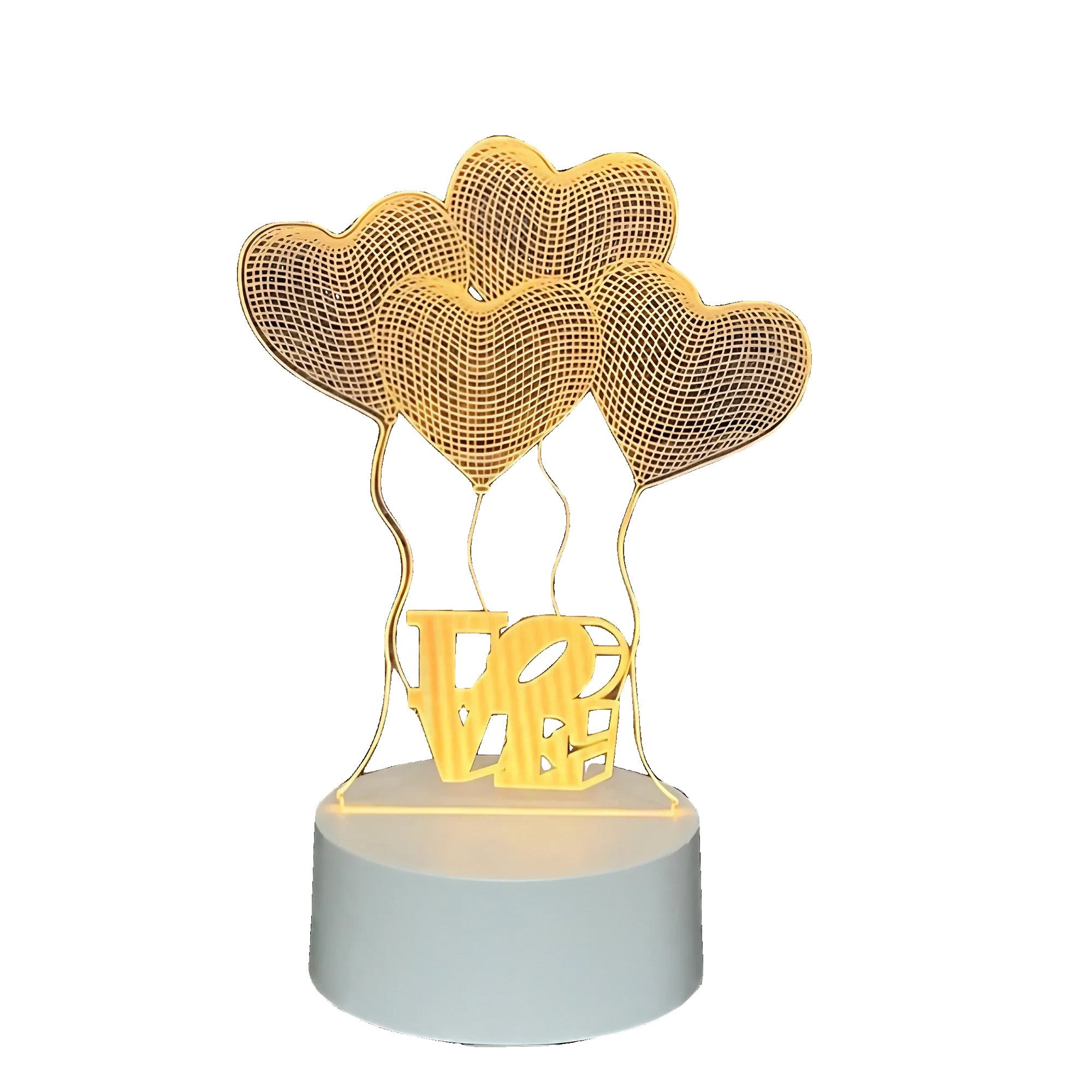 Lampa LED decorativa, Kaveny, 3D, Baloane Love, din material acril si lumina multicolora, alb