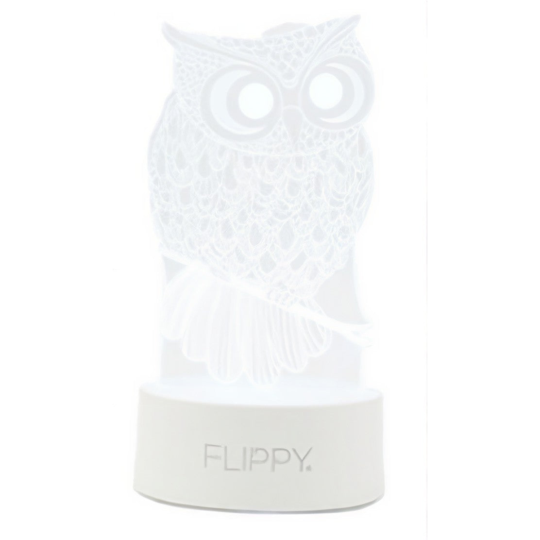 Lampa LED decorativa, Kaveny, 3D, Bufnita, cu USB si baterii, 20 cm inaltime, din material acril, lumina multicolora si telecomanda inclusa, alb