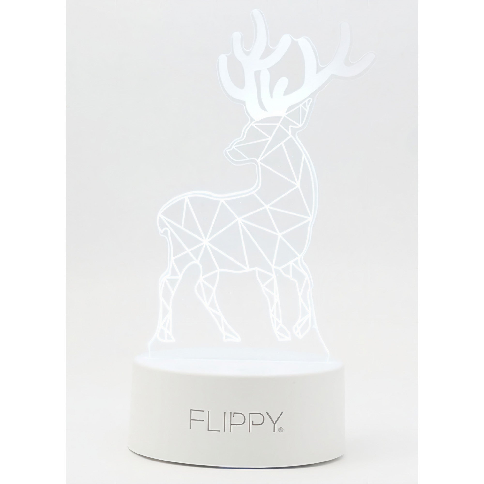 Lampa LED decorativa, Kaveny, 3D, Cerb, cu telecomanda, doua moduri de alimentare USB si baterii, 20 cm inaltime, din material acril si lumina multicolora, alb
