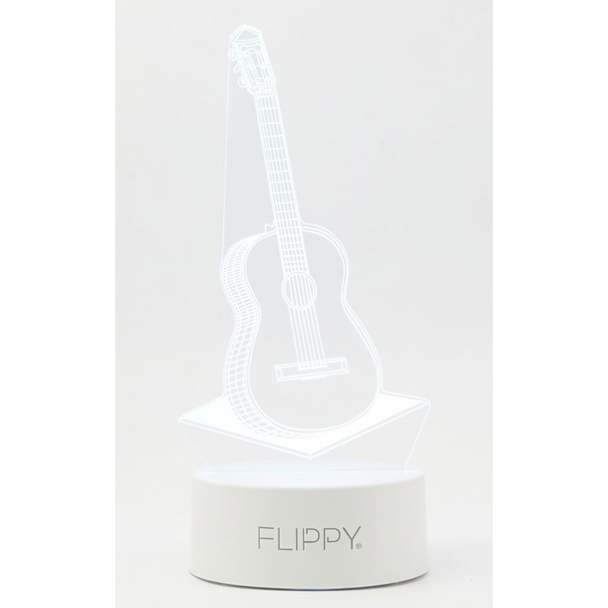 Lampa LED decorativa, Kaveny, 3D, Chitara, din material acril si lumina multicolora, alb