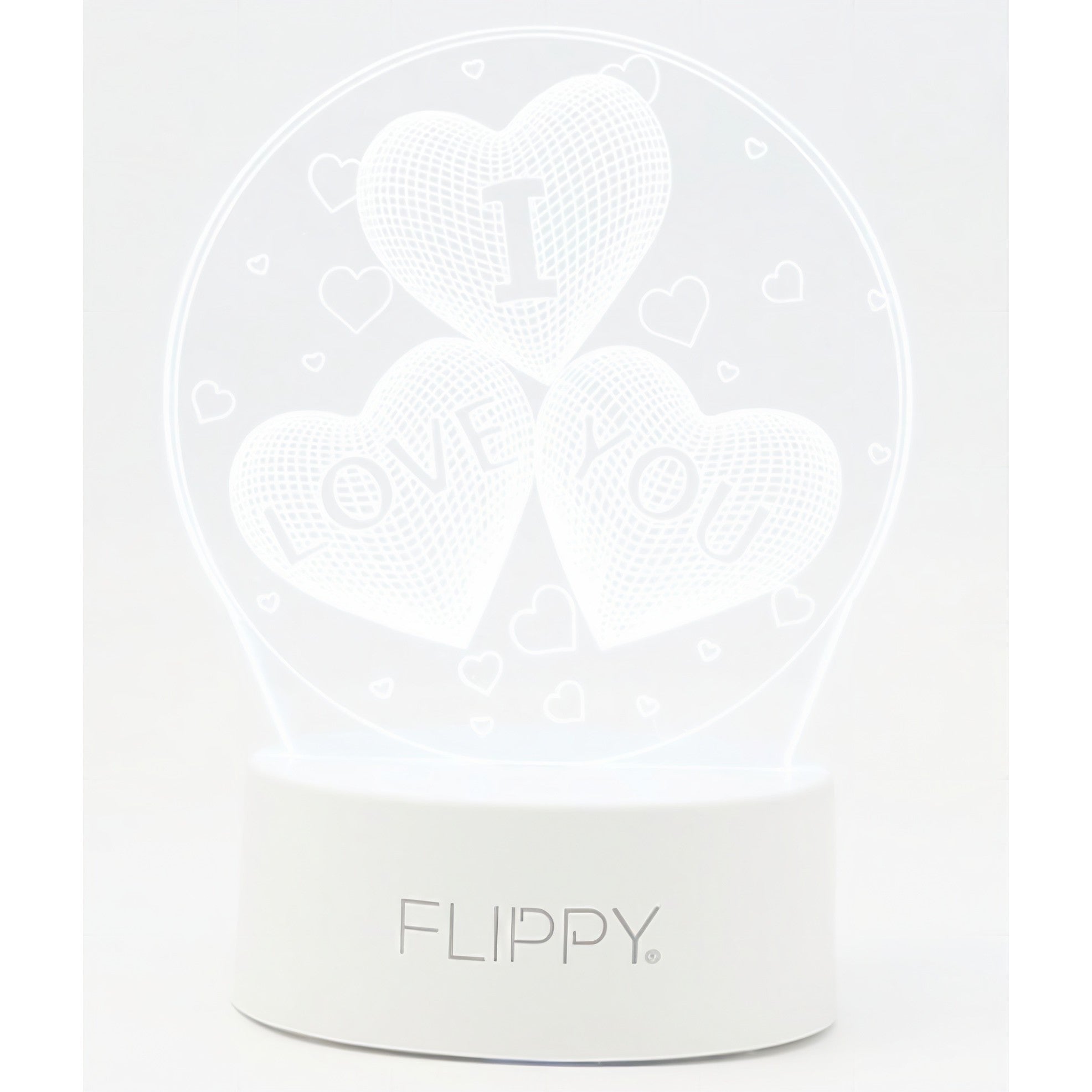 Lampa LED decorativa, Kaveny, 3D, cu text "I love you", doua moduri de alimentare USB si baterii, 20 cm inaltime, din material acril si lumina multicolora, alb
