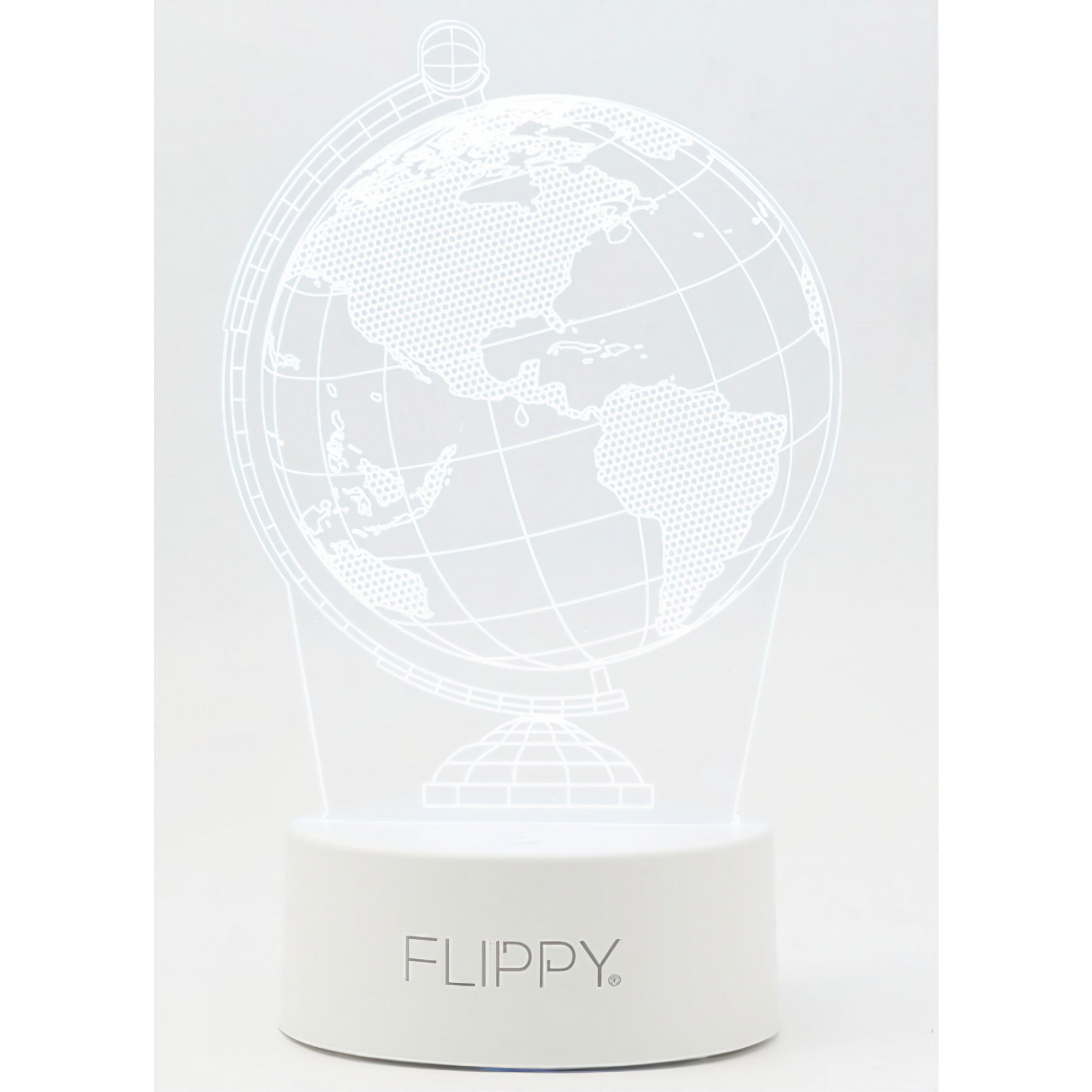 Lampa LED decorativa, Kaveny, 3D, Globul Pamantesc, doua moduri de alimentare USB si baterii, 20 cm inaltime, din material acril si lumina multicolora, alb