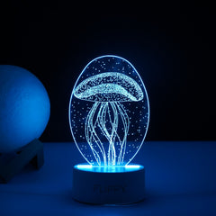 Lampa LED decorativa, Kaveny, 3D, Meduza, din material acril si lumina multicolora, alb