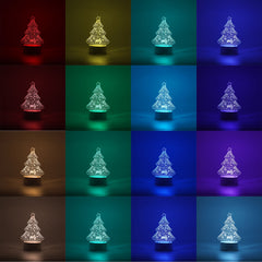 Lampa LED decorativa, Kaveny, 3D, Pom de Craciun, din material acril si lumina multicolora, alb