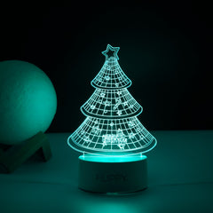 Lampa LED decorativa, Kaveny, 3D, Pom de Craciun, din material acril si lumina multicolora, alb