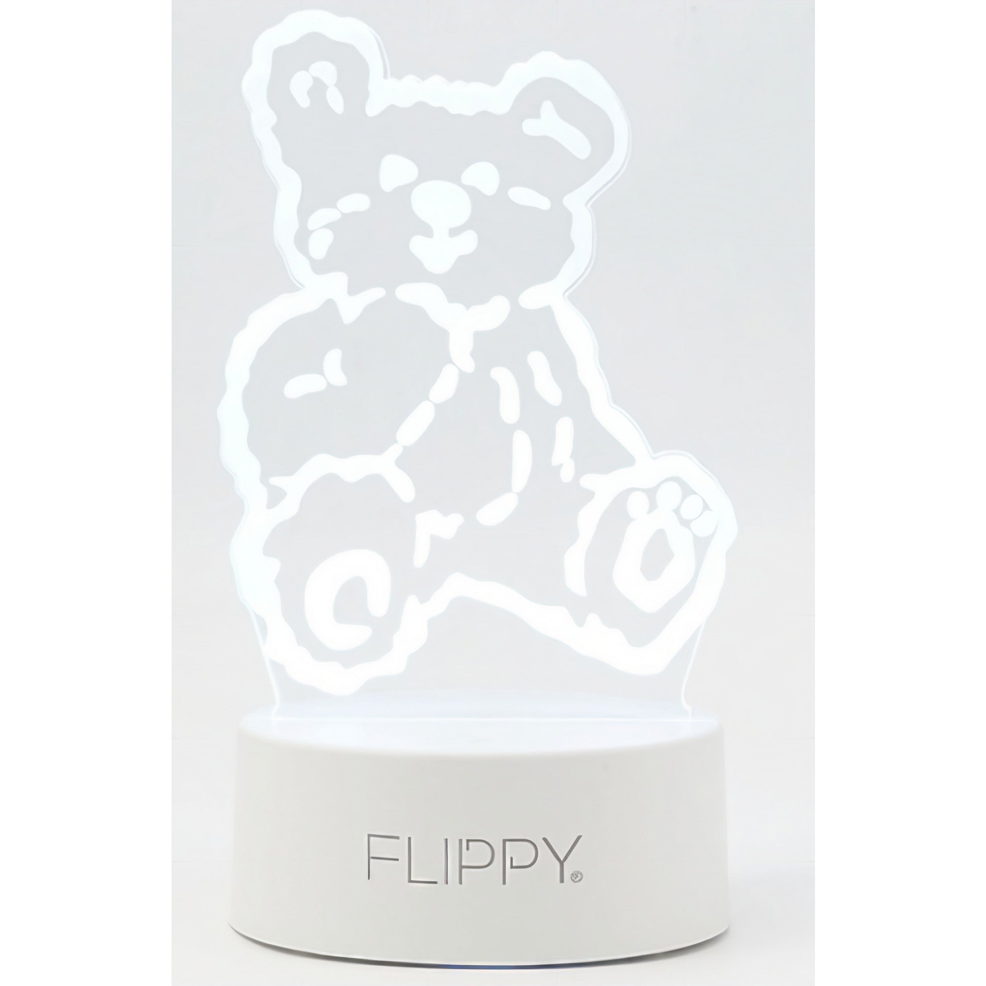 Lampa LED decorativa, Kaveny, 3D, Ursulet, cu telecomanda, doua moduri de alimentare USB si baterii, 20 cm inaltime, din material acril si lumina multicolora, alb