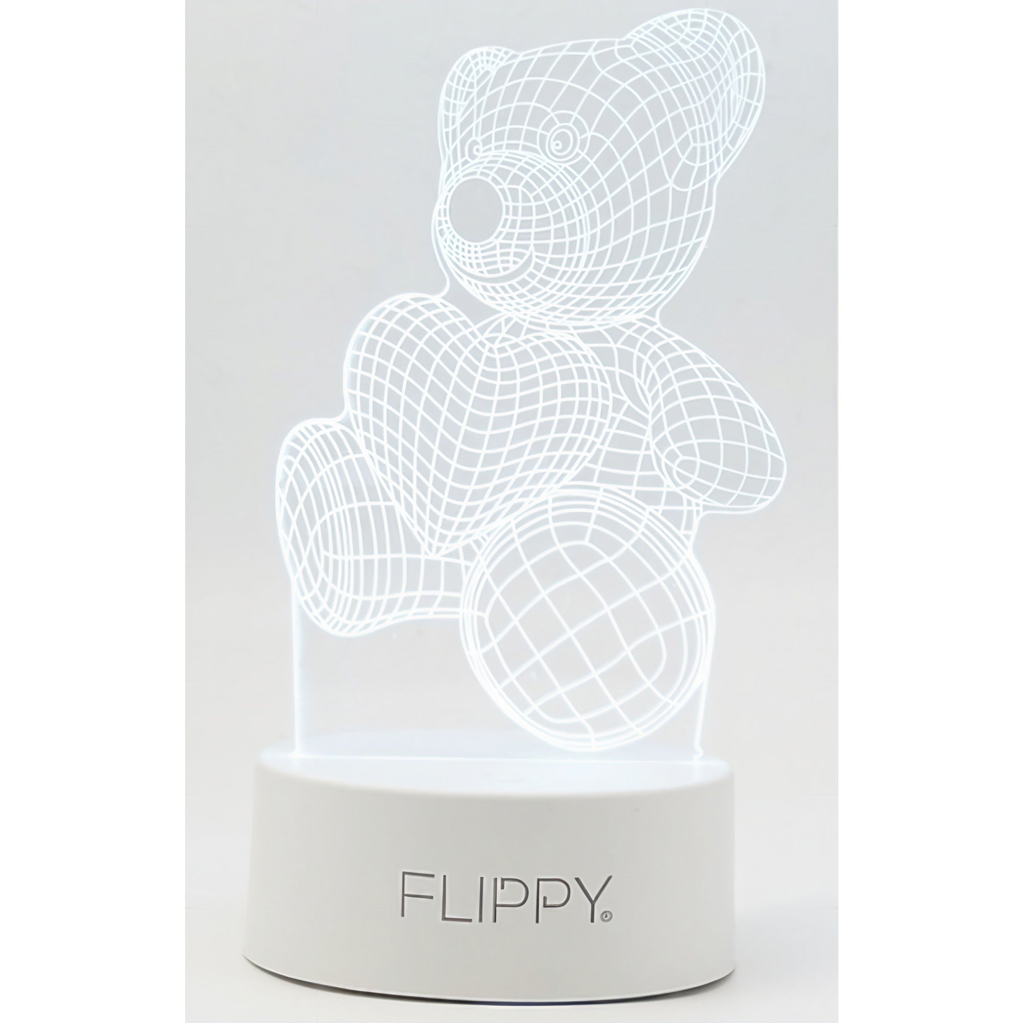 Lampa LED decorativa, Kaveny, 3D, ursulet, din material acril si lumina multicolora, alb