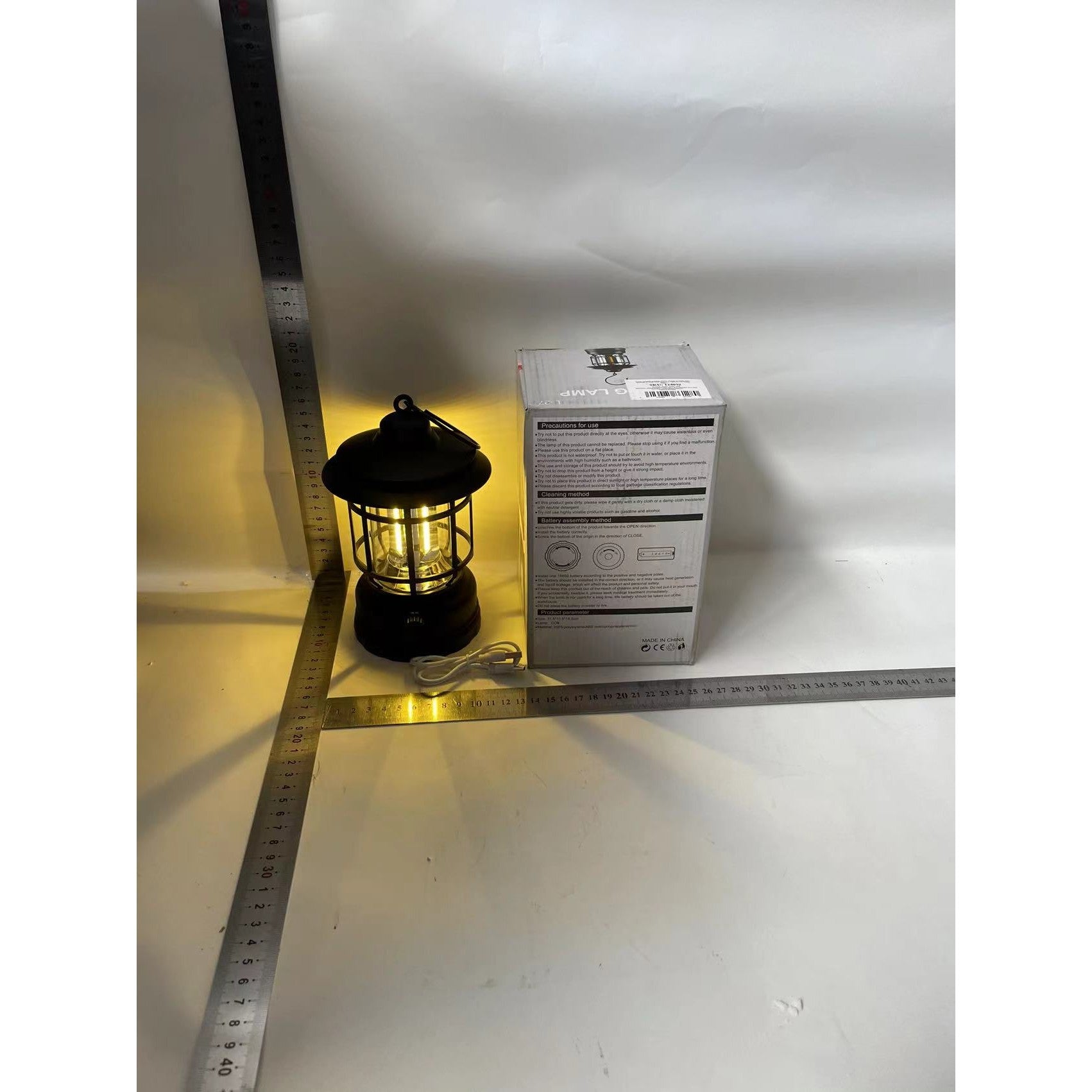 Lampa portabila camping, Felinar Vintage cu carlig, ABS, Iluminare 21 COB LED, Intensitate reglabila, 5W, Kadeny, Negru