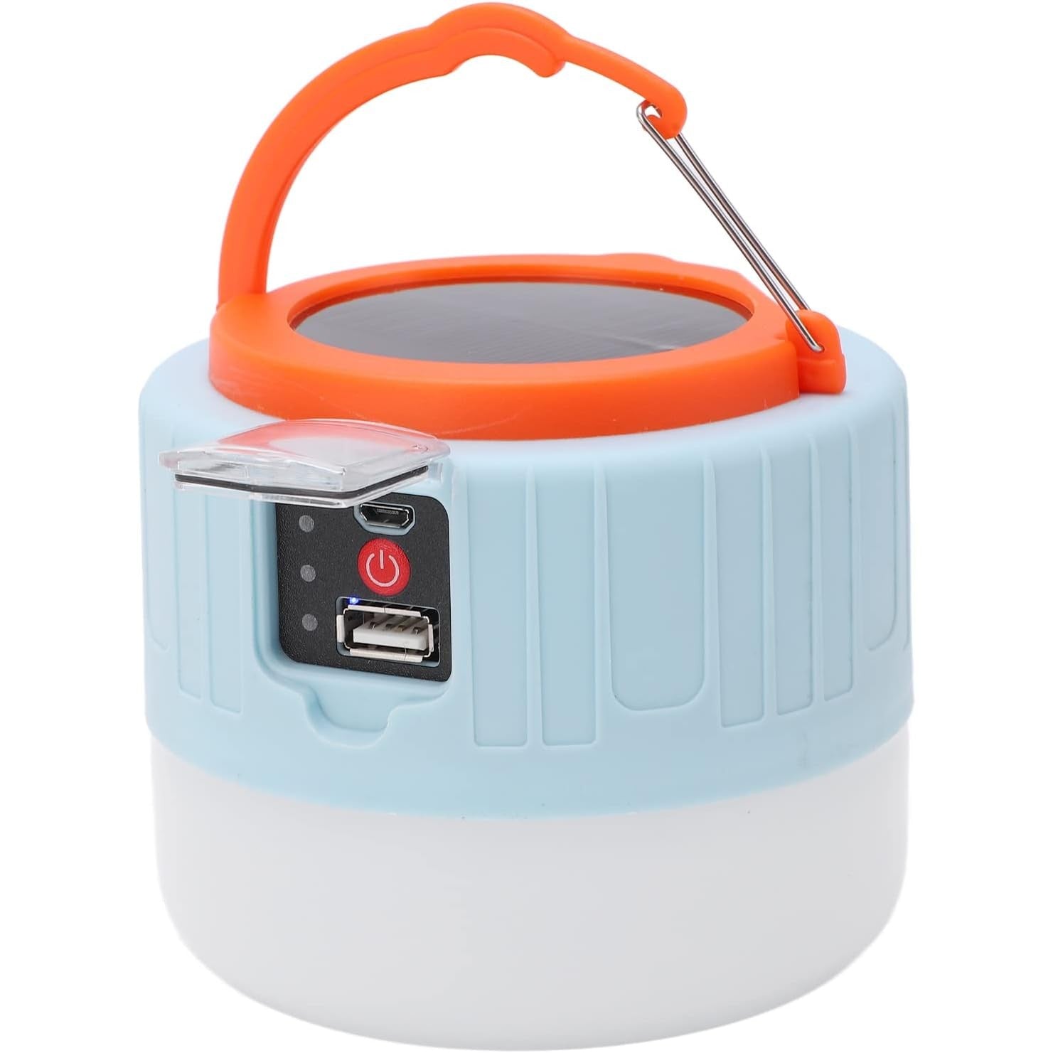 Lampa Portabila, Kadeny, Incarcare Solara + USB, Afisaj Inteligent al Bateriei, Raza de Actiune 32 mp, 6x9x11 cm, 3 Moduri, Alb