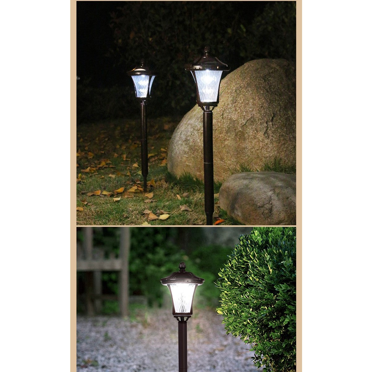 Lampa solara cu prindere in pamant, Kaveny, inaltime 65 cm, Alb Rece